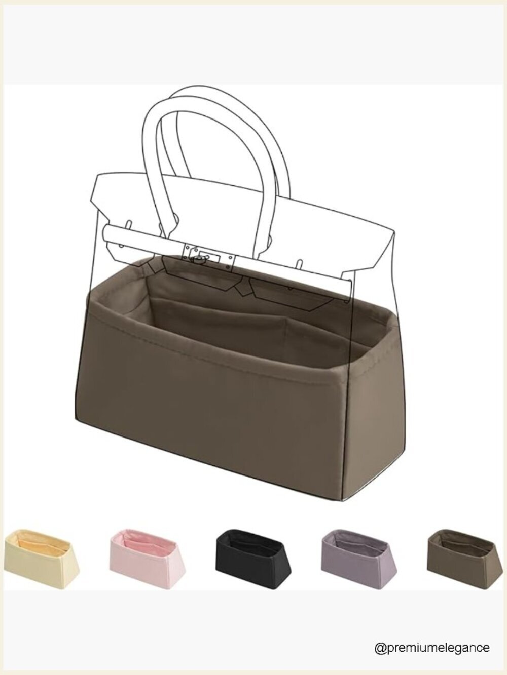 Silk Handbag Purse Organizer Tote Insert for Luxury Bags
